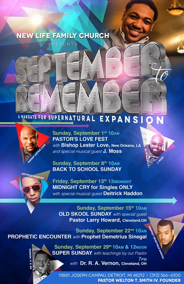 Pastor Welton Smith, RA Vernon, Deitrick Haddon & More for September to Remember!