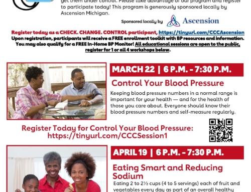 Don’t let high blood pressure sneak up on you… REGISTER TODAY for AHA’s F*R*E*E “Check. Change. Control.” Sessions