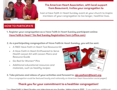 The American Heart Association invites you to host a “Have Faith in Heart Sunday” event at your church