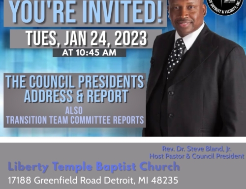 JAN 24: You’re Invited! Council of Baptist Pastors of Detroit & Vicinity (President’s Address & Report)