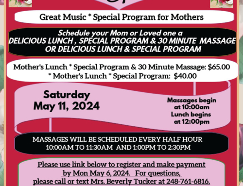 Register by Monday, May 6 for John Wesley A.M.E. Zion’s Pre-Mother’s Day Event on Sat., May 11